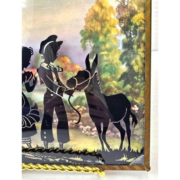 Vintage Silhouette Reverse Paint Art Glass Pictures With Brass Frames 6x8 - Picture 6 of 13